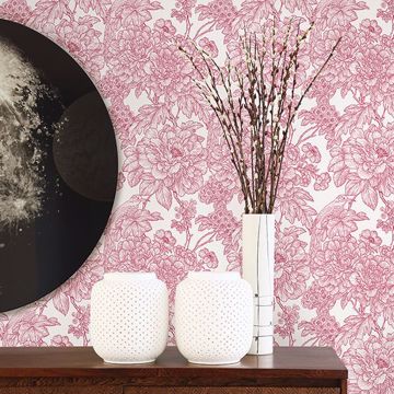 Show details for Birds of Paradise Breeze Red Floral Wallpaper