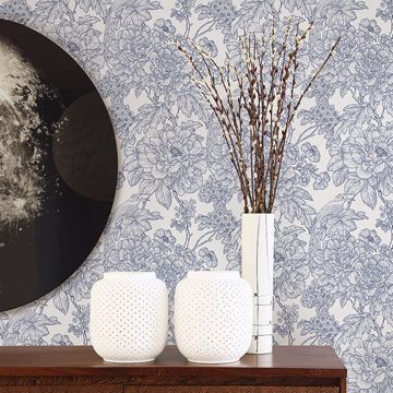 Show details for Birds of Paradise Breeze Blue Floral Wallpaper