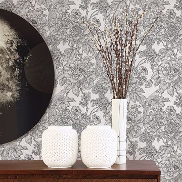 Show details for Birds of Paradise Breeze Black Floral Wallpaper
