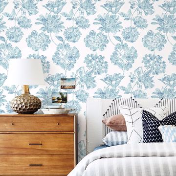 Show details for Folia Blue Floral Wallpaper