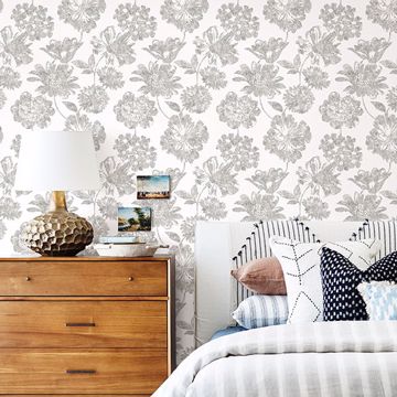 Show details for Folia Taupe Floral Wallpaper