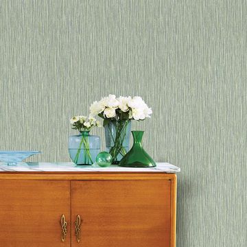 Show details for Raffia Thames Green Faux Grasscloth Wallpaper