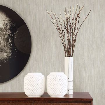 Show details for Raffia Thames Light Grey Faux Grasscloth Wallpaper