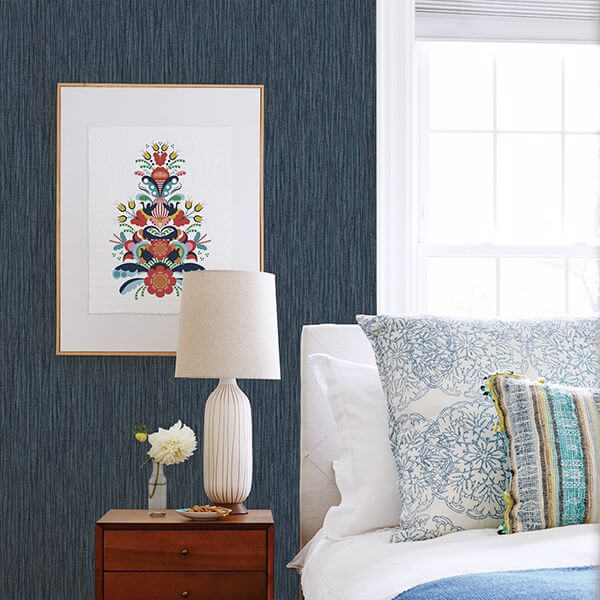 2901-25423 - Raffia Thames Blue Faux Grasscloth Wallpaper - by A-Street ...
