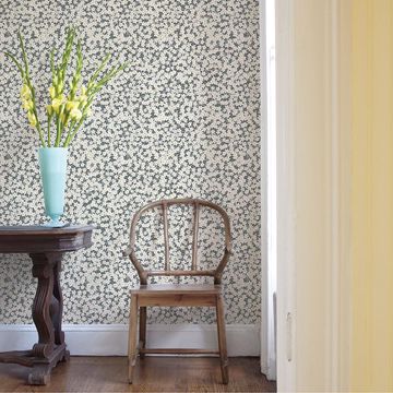 Show details for Giverny Grey Miniature Floral Wallpaper