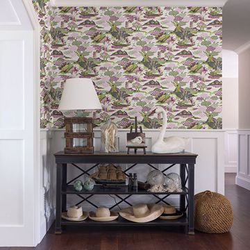 Show details for Joy De Vie Magenta Toile Wallpaper