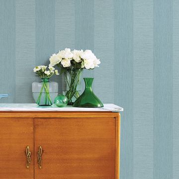 Show details for Intrepid Aqua Faux Grasscloth Stripe Wallpaper