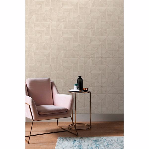 2908-25324 - Cheverny Cream Geometric Wood Wallpaper - by A-Street Prints