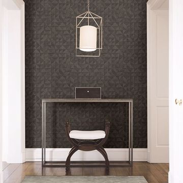 Show details for Gallerie Dark Brown Geometric Wood Wallpaper