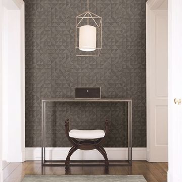 Show details for Gallerie Taupe Geometric Wood Wallpaper