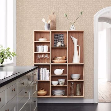 Show details for Gallerie Cream Geometric Wood Wallpaper