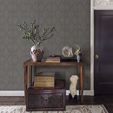 Show details for Intrinsic Dark Grey Geometric Wood Wallpaper