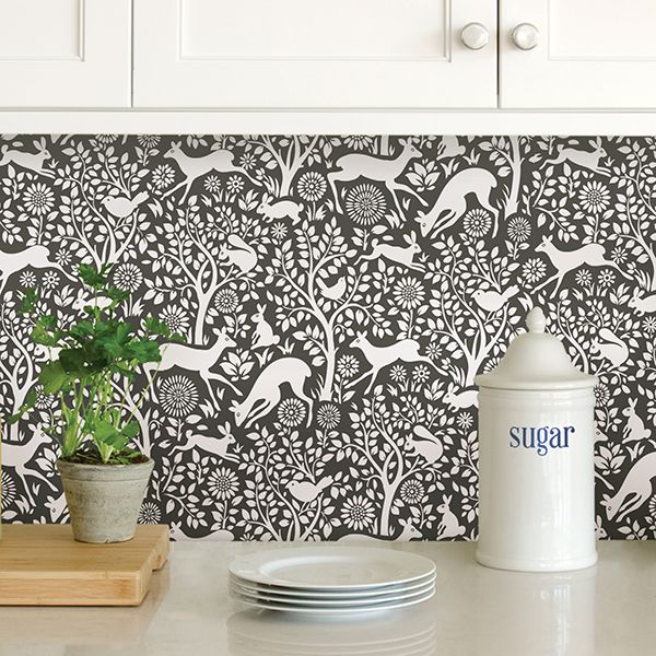 NUS3146 - Charcoal Merriment Peel and Stick Wallpaper - by NuWallpaper