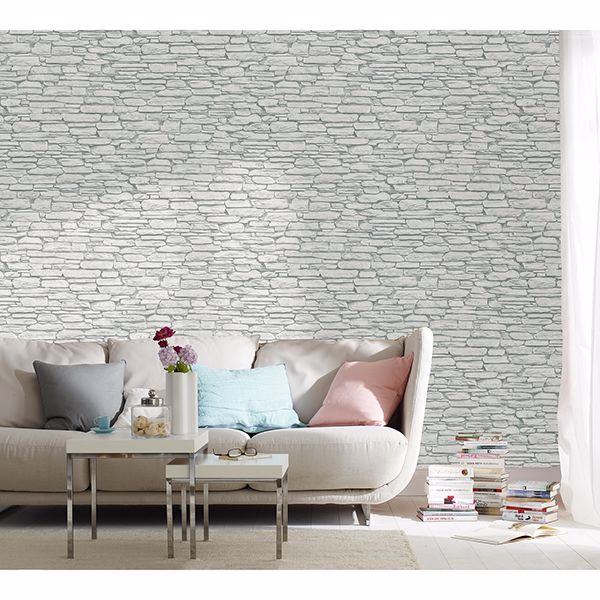 MG81902 Kamen Light Grey Stone Wallpaper by Marburg