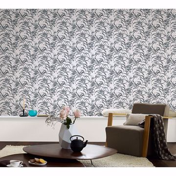 Show details for Valentina Grey Leaf Wallpaper