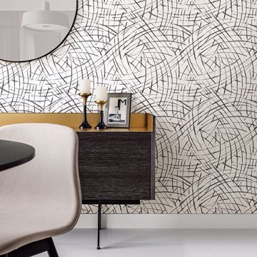 Show details for Willy Nilly Black Brushstrokes Wallpaper