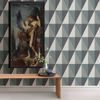 Picture of Aspect Teal Geometric Faux Grasscloth Wallpaper
