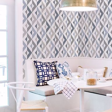 Show details for Seesaw Slate Geometric Faux Linen Wallpaper