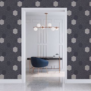 Show details for Momentum Navy Geometric Wallpaper