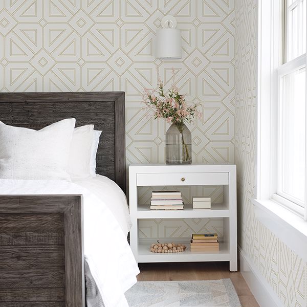 2902-87335 - Voltaire Ivory Geometric Wallpaper - by A-Street Prints