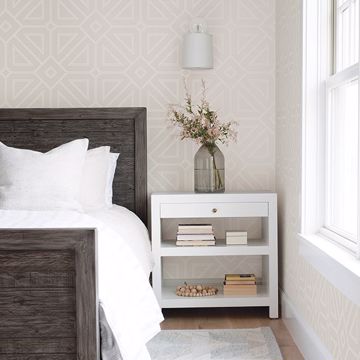 Show details for Voltaire Platinum Beaded Geometric Wallpaper