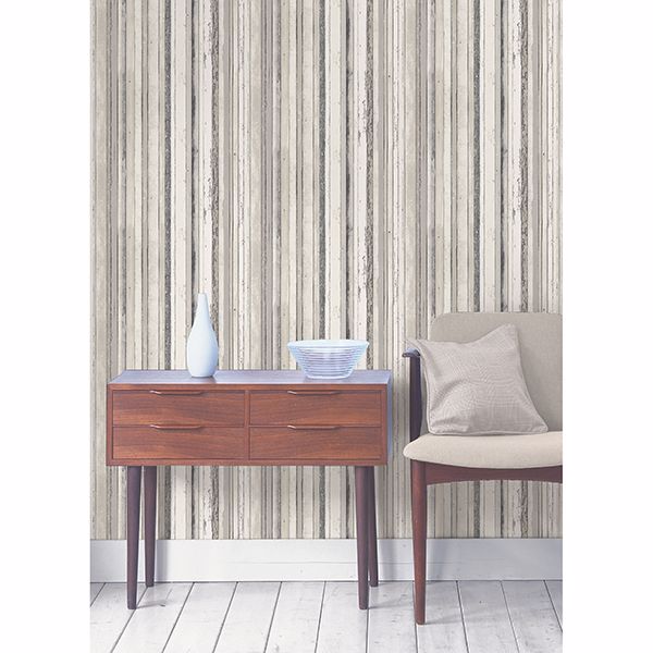 2900-41259 - Bodhi Grey Distressed Stripe Wallpaper - by Fine Decor