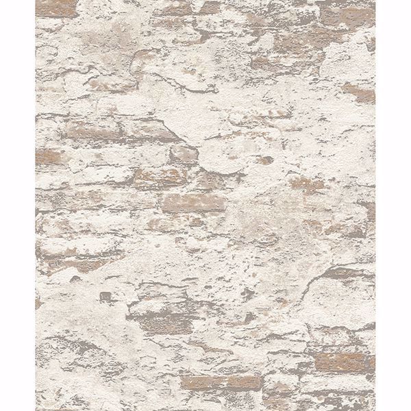 Picture of Templier Off-White Distressed Brick Wallpaper
