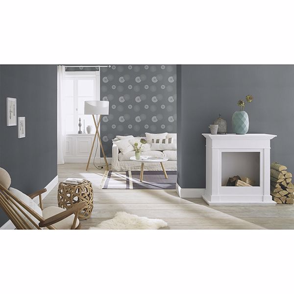 RH808803 Eliel Grey Medallion Wallpaper by Rasch