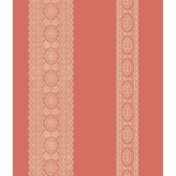 Picture of Brynn Coral Paisley Stripe Wallpaper