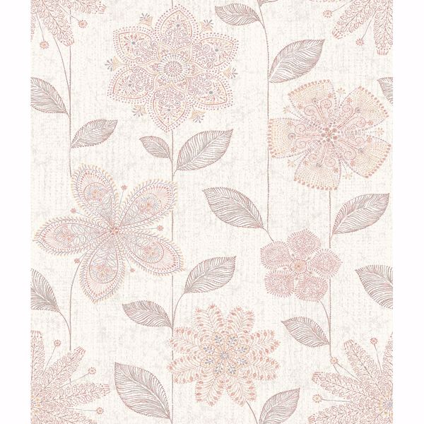 1014-001815 Pink Batik Flower - Maisie - Kismet Wallpaper by A-Street Prints
