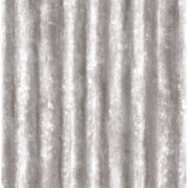 Industrial Texture Silver Corrugated Metal - Wallpaper by A - Streets Prints