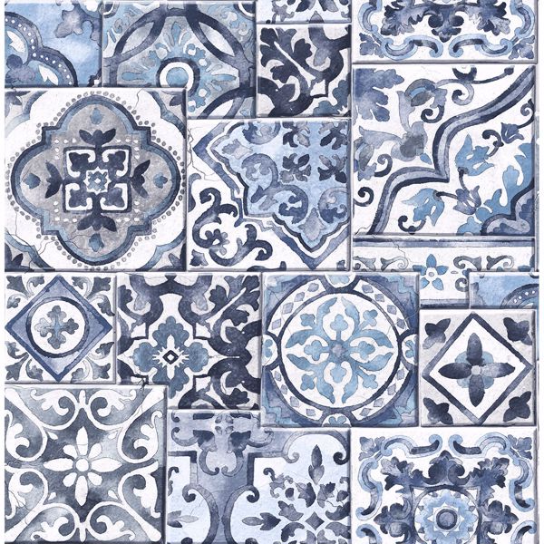Mosaic Blue Marrakesh Tiles Wallpaper, Mosaic Tile Wallpaper