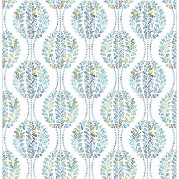 Picture of Versailles Teal Floral Damask 