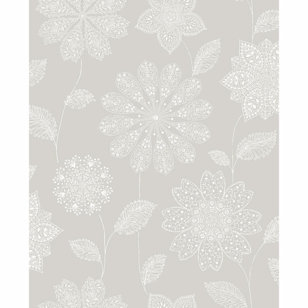 Picture of Panache Taupe Floral Wallpaper 