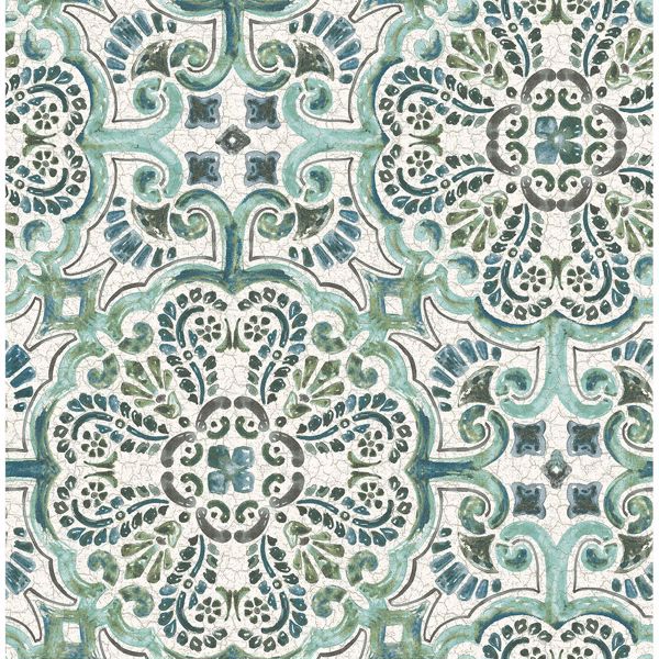 Picture of Florentine Green Tile Wallpaper 