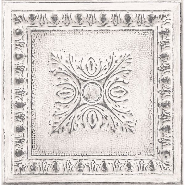 Picture of Ornamental Off-White Tin Tile Wallpaper