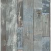 Picture of Deena Blue Distressed Wood Wallpaper 