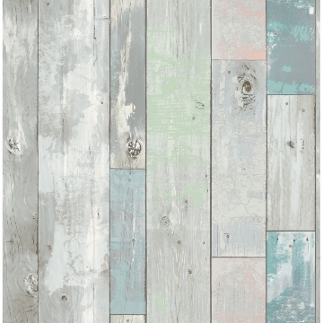 Picture of Deena Turquoise Distressed Wood Wallpaper 