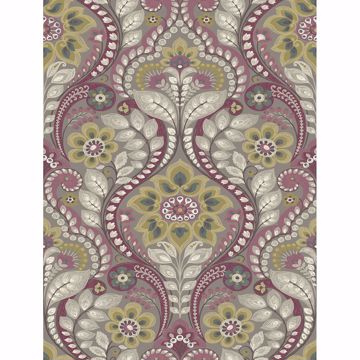 Picture of Night Bloom Grey Damask Wallpaper 