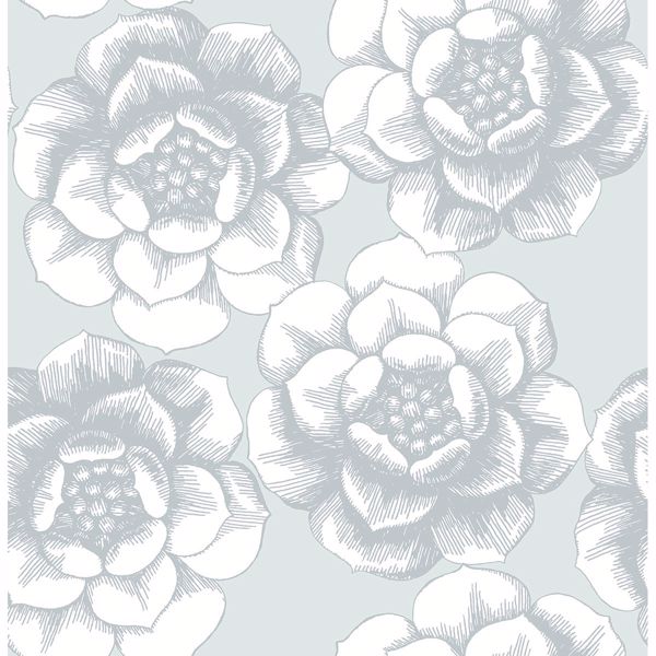 Picture of Fanciful Silver Floral Wallpaper 