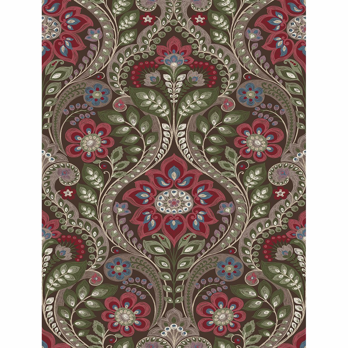 2763-12105 - Damask Chocolate Night Bloom - by A-Street Prints