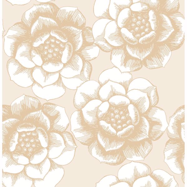 Picture of Fanciful Gold Floral Wallpaper 