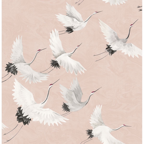 Picture of Windsong Pink Crane Wallpaper 