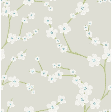 Picture of Sakura Light Grey Floral Wallpaper 