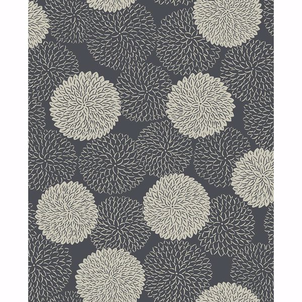 Picture of Blithe Charcoal Floral Wallpaper 