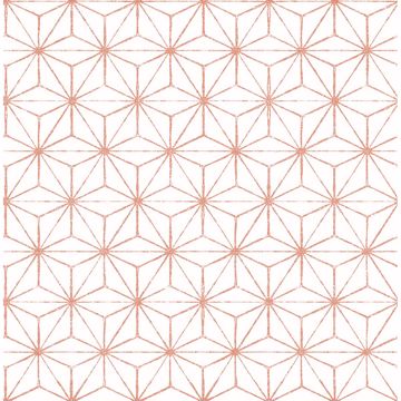 Picture of Orion Coral Geometric Wallpaper 