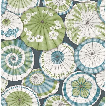 Picture of Mikado Teal Parasol Wallpaper