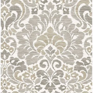 Picture of Garden of Eden Taupe Damask Wallpaper 