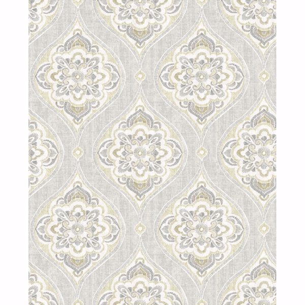 Picture of Adele Light Grey Damask Wallpaper