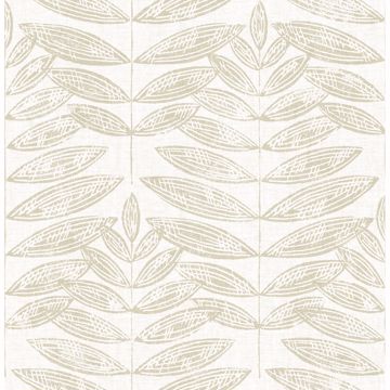 Picture of Akira Beige Leaf Wallpaper